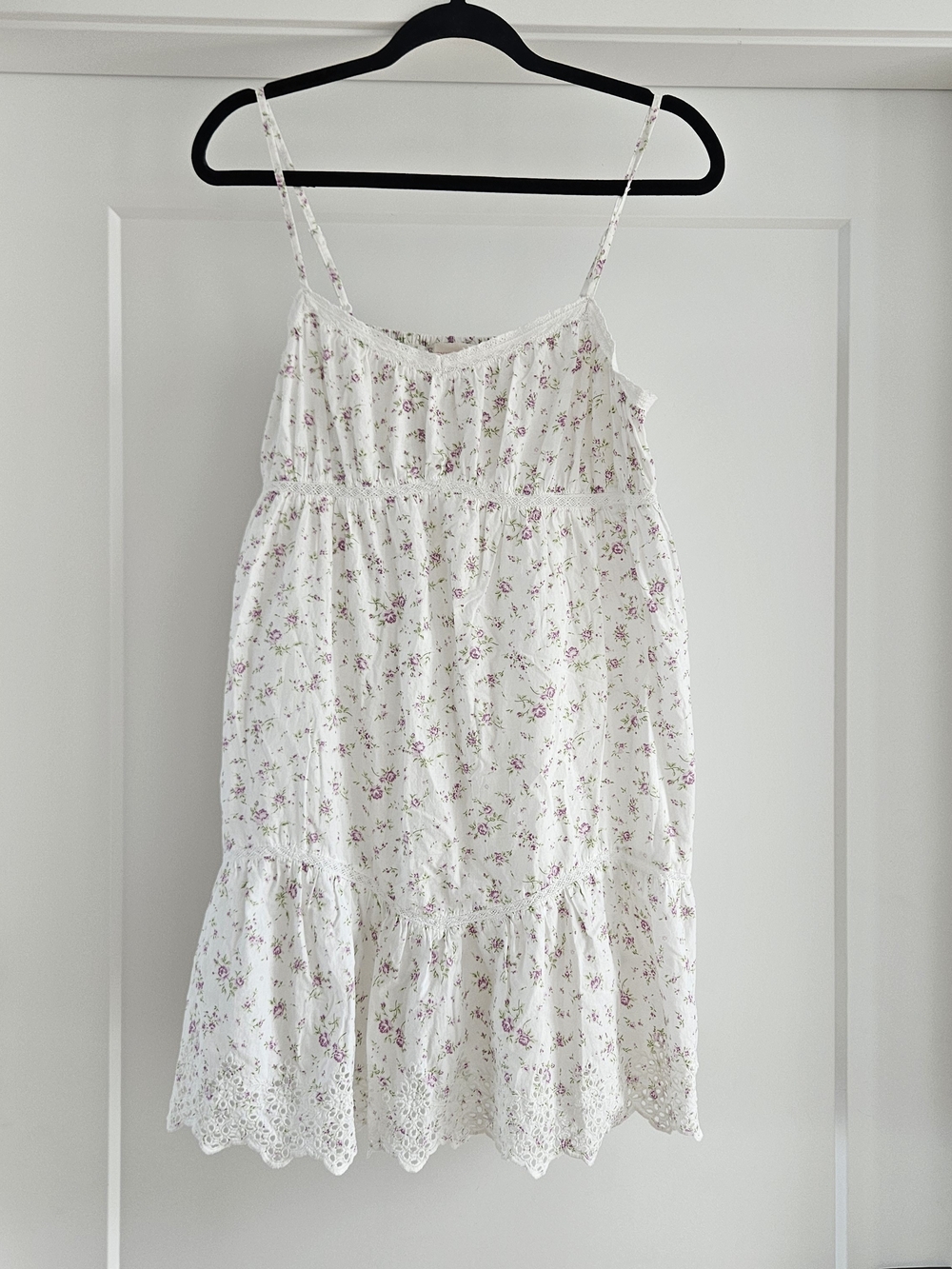 ​Rachel Ashwell 100% Cotton Ditsy Floral Sundress M Smocked Lace Trim Cami